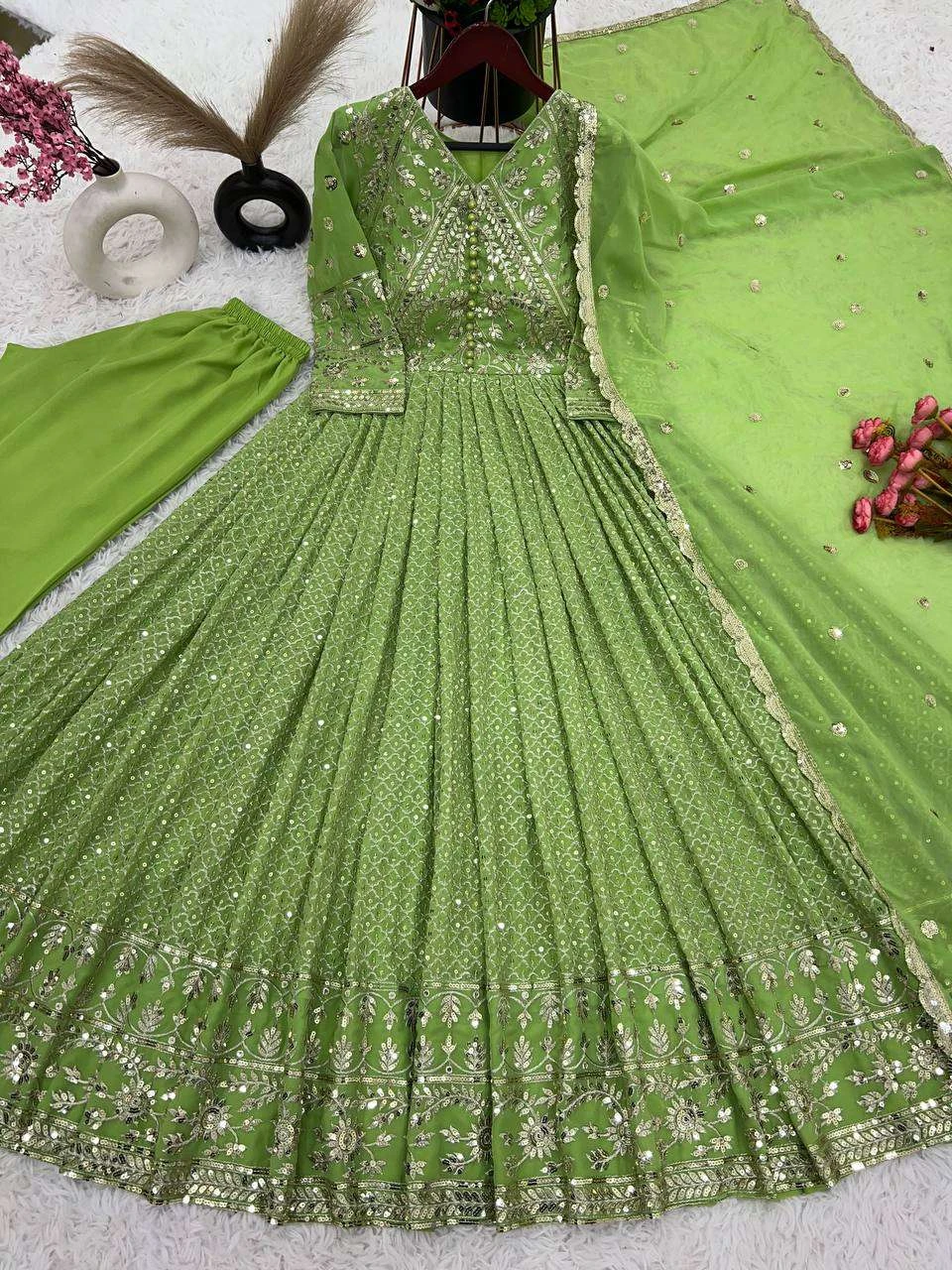 Vardan Ethnic Sr 1628 Faux Georgette Wholesale Gown Set — Wholesale Salwar Suits, MPA wholesale from Surat - Gallery Image 4